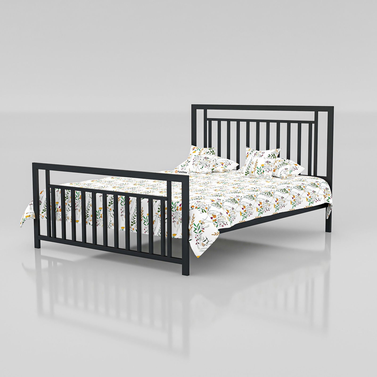 MetalCraft Parallel Lines Iron Bed - Furnishiaa -  -